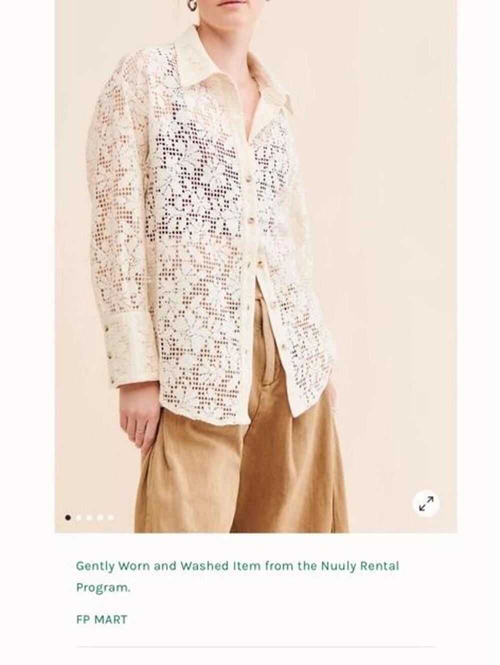 Free People In Your Dreams Lace Buttondown Shirt size S